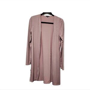 Lilac pink ribbed long sleeve cardigan